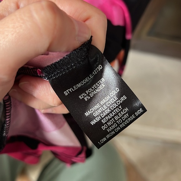 International INC Company Black and Pink Floral Cocktail Midi Dress - Picture 5 of 6